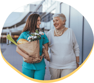 nurse with elder walking